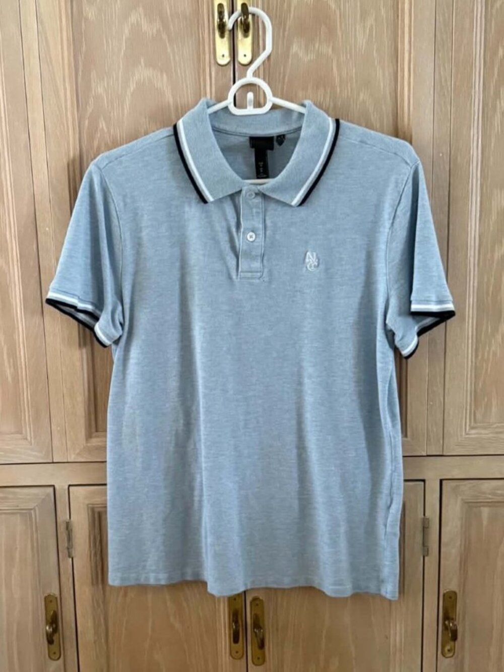 H&M Men’s M Light Blue Slim Fit 100% Cotton Polo NWOT